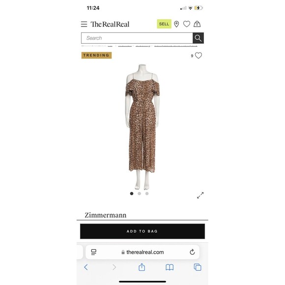 Women’s Zimmermann Animal Print Square Neckline Jumpsuit Off The Shoulder Sz 4-6 - Picture 1 of 7